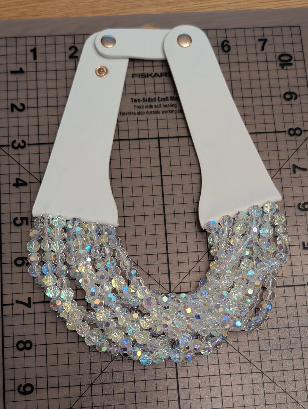 Crystal Aurora Borealis Multi-Strand Statement Collar Necklace - White